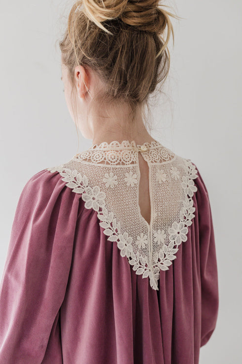 Steph Cord Crochet Yoke Dress